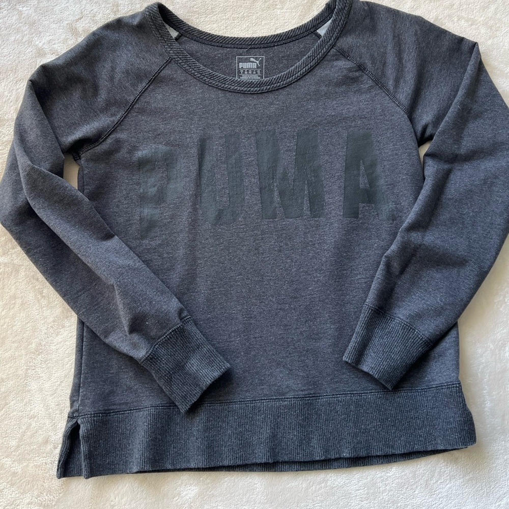 PUMA Small Womens Crew Sweatshirt Dark Grey Workout Active Comfy Pullover Soft